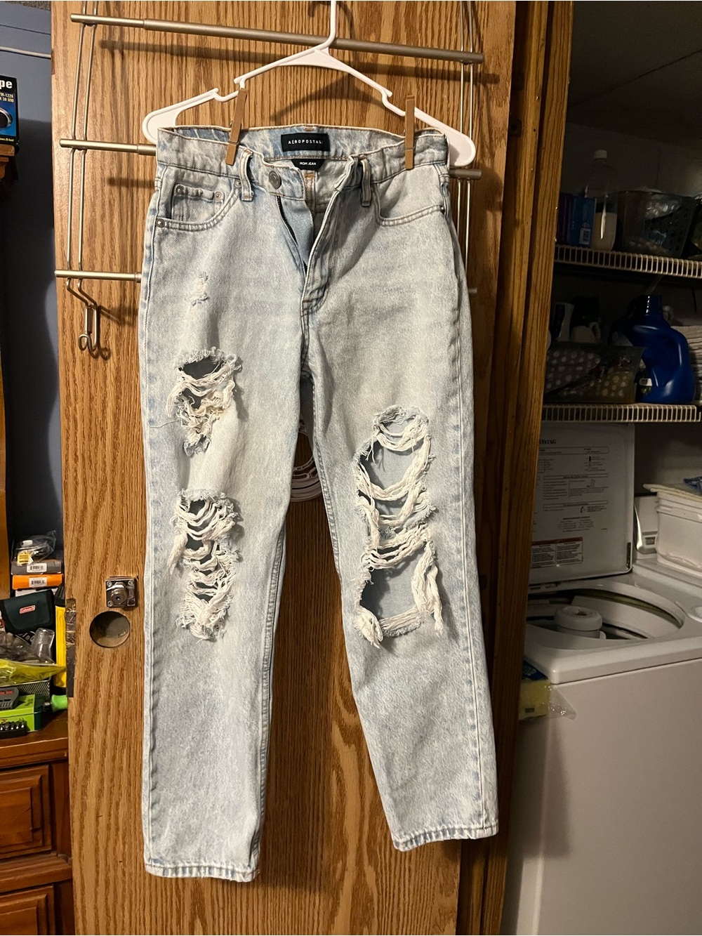 Aeropostale Light Wash Ripped Boyfriend Jeans